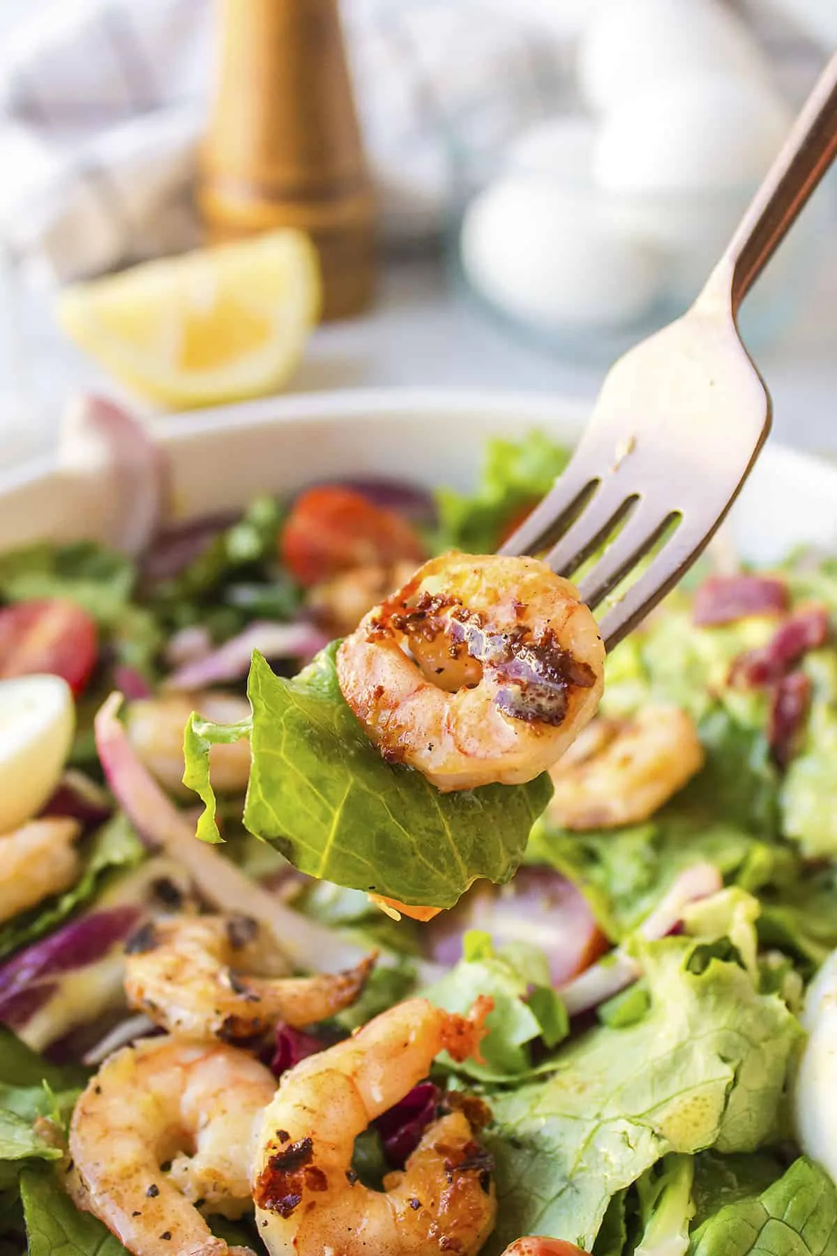 Grilled Shrimp Salad, up close