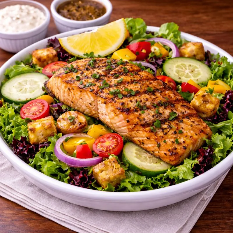 Salmon Salad (Grilled or Jerk)
